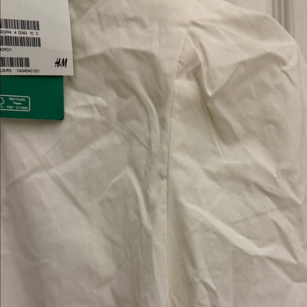 NWT H&M Elegant White Long Sleeve puff shoulder cotton Blouse ## - Picture 4 of 7